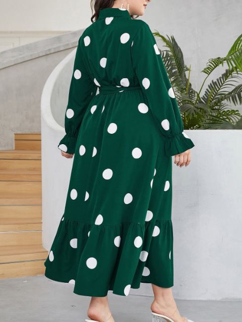 Plus Size Polka Dot Simple Graceful Strap Printing Dress Women