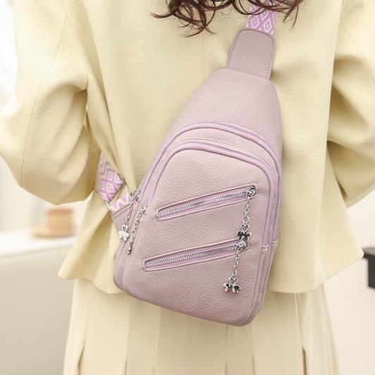 Women Chest Bag Trendy Shoulder Messenger Bag Soft Leather Colorful Shoulder Strap Ladies Solid Color Messenger Bags Chest Bag