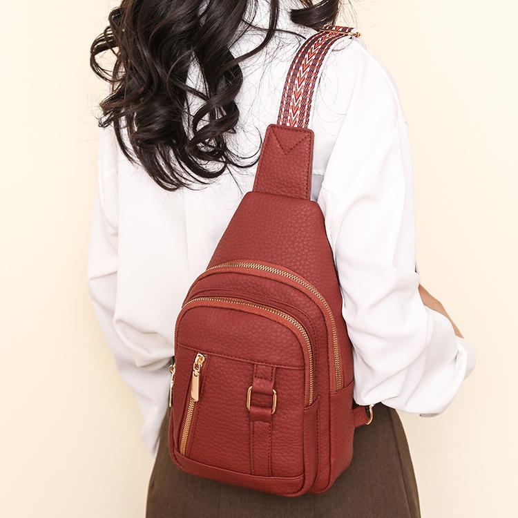 Chest Bag Arrival Faux Leather Soft Leather Simple Lightweight Trendy Chest Bag Shoulder Bag Travel Casual Crossbody Small Backpack