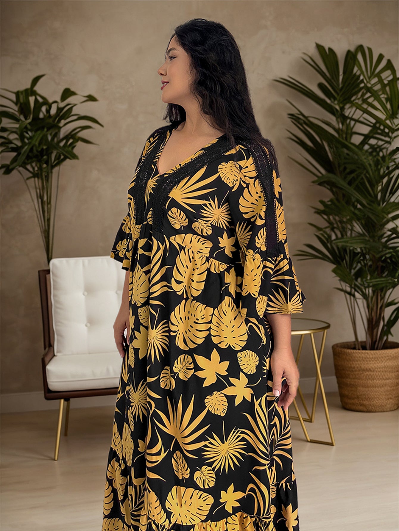 Plus Size Women Printing Casual Vacation Women Dress