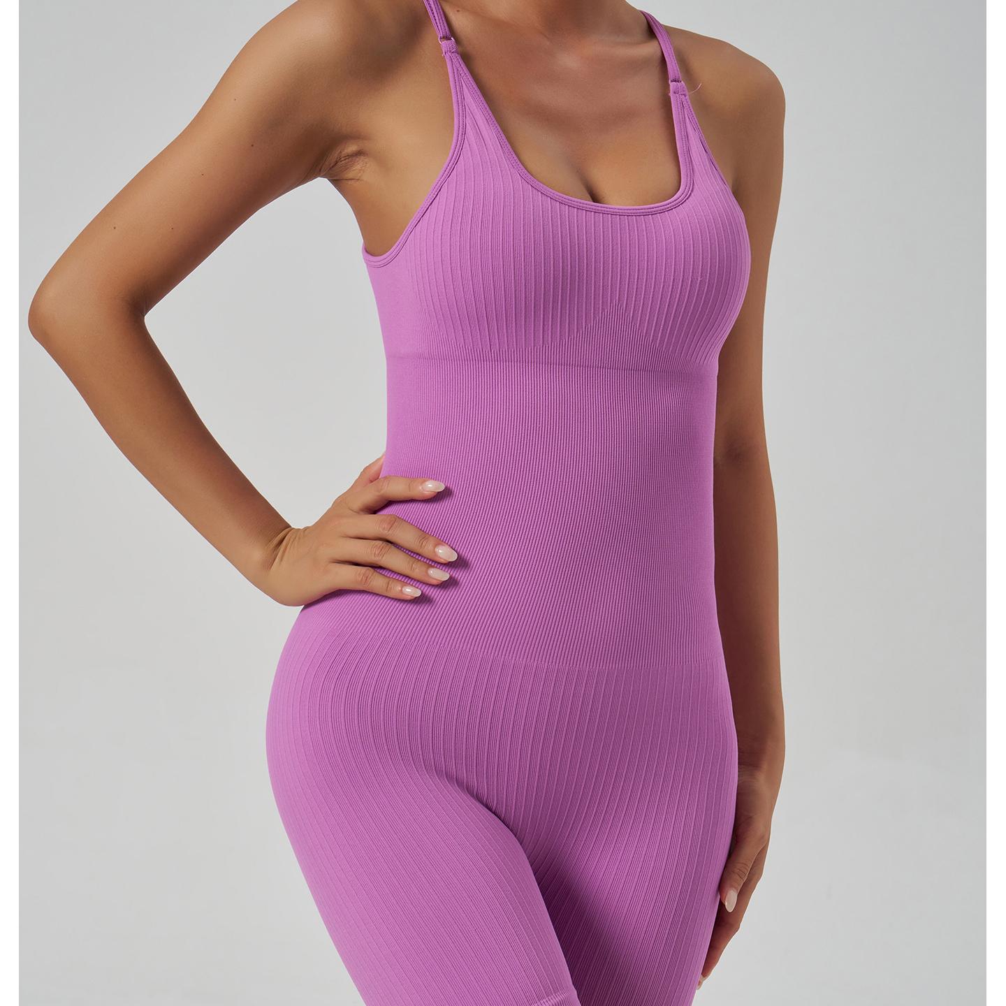 Cross Strap Yoga Jumpsuit Hip Lifting High Elastic Tight Sports Workout Clothes for Women