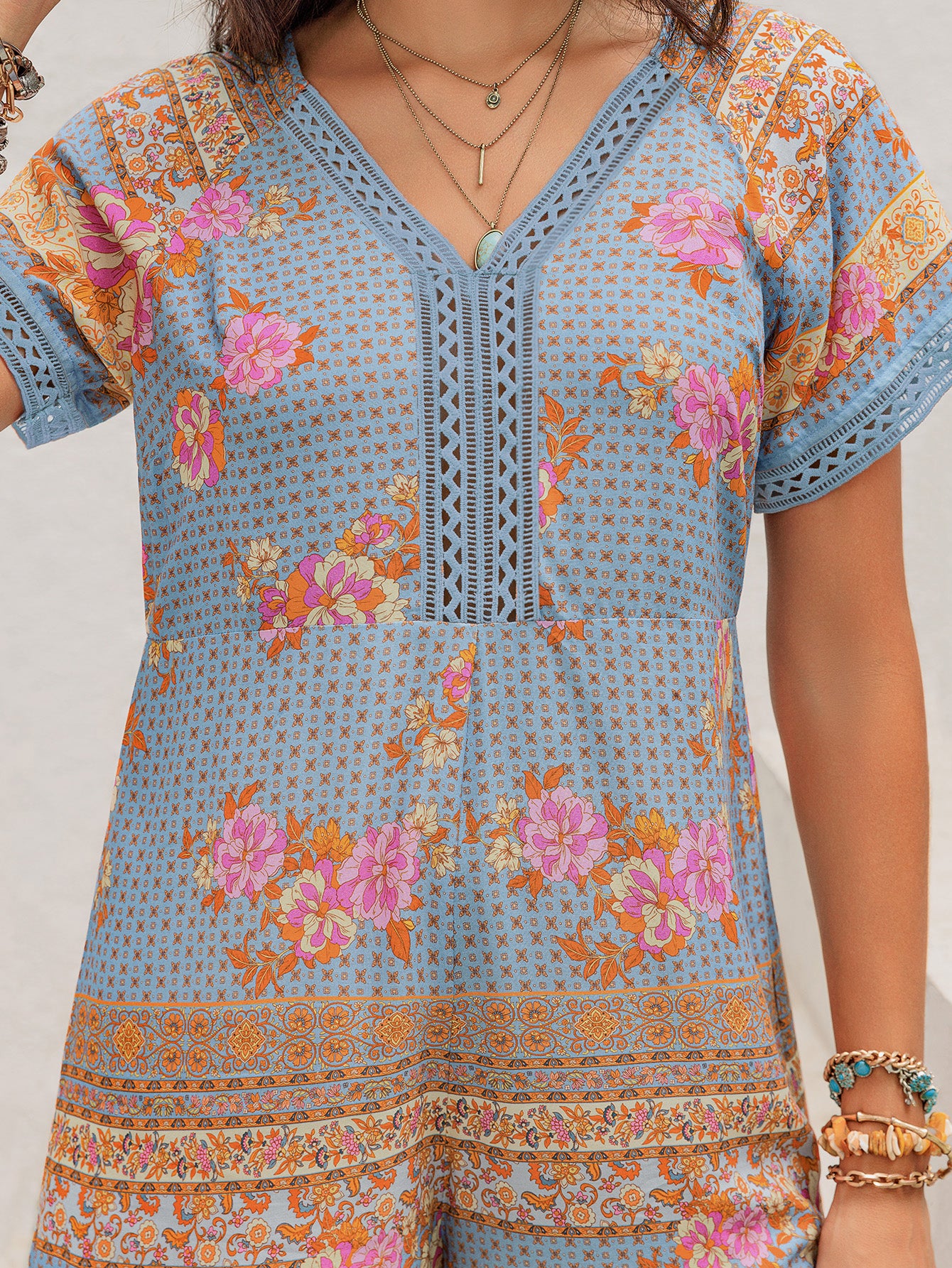 Mixed Batch Delivery Seaside Vacation Casual Women V neck Jumpsuit