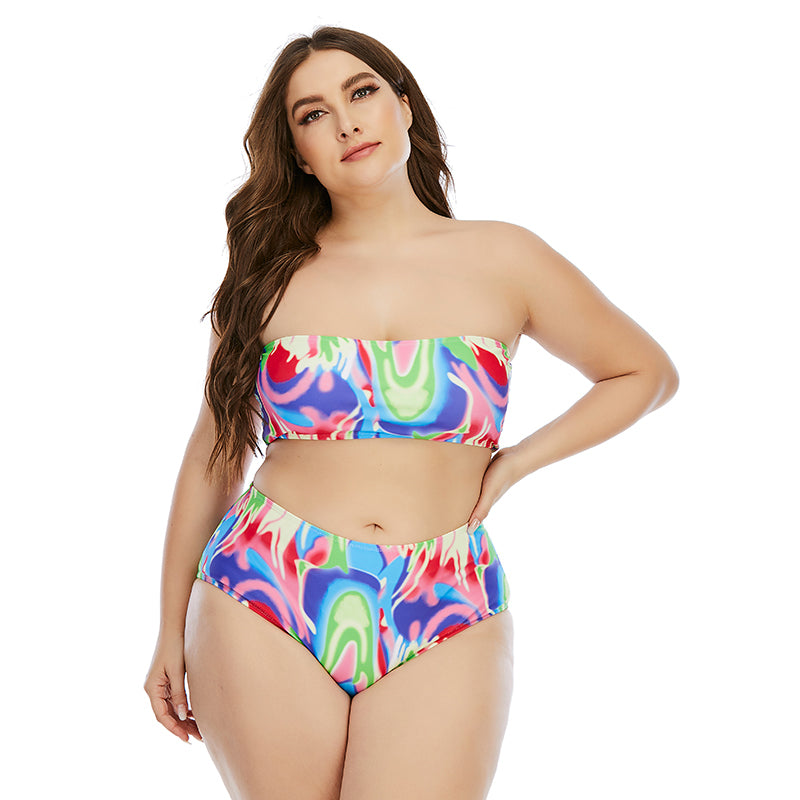 Plus Size Split Tube Top Swimsuit Woman Bikini Size Bikini