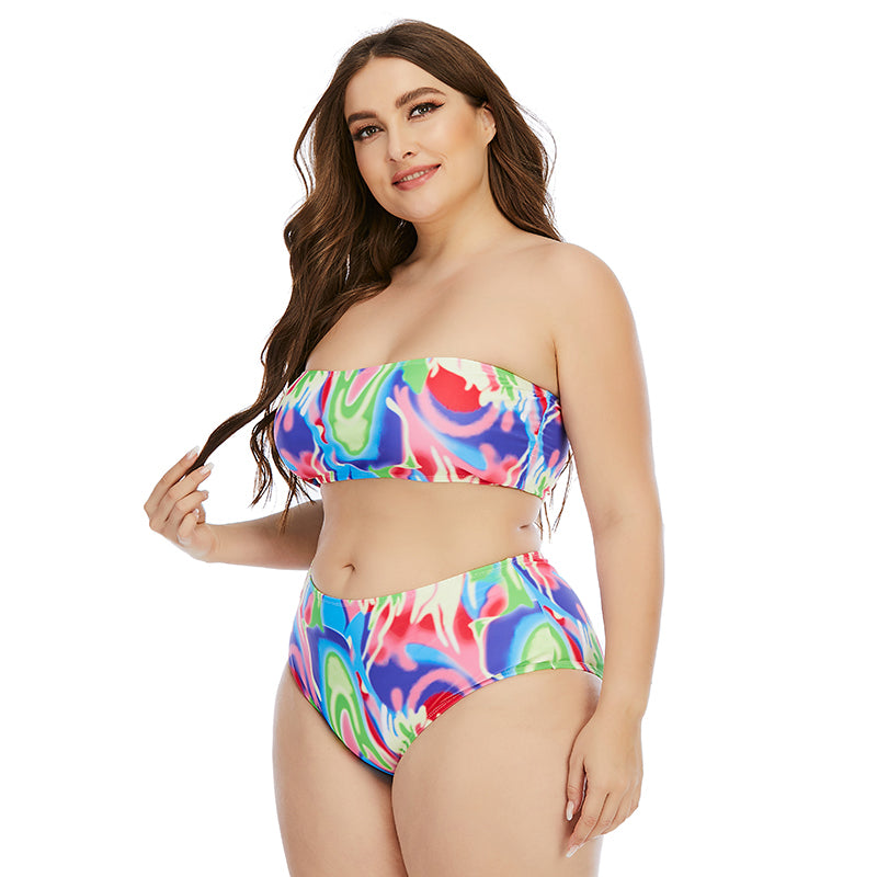 Plus Size Split Tube Top Swimsuit Woman Bikini Size Bikini