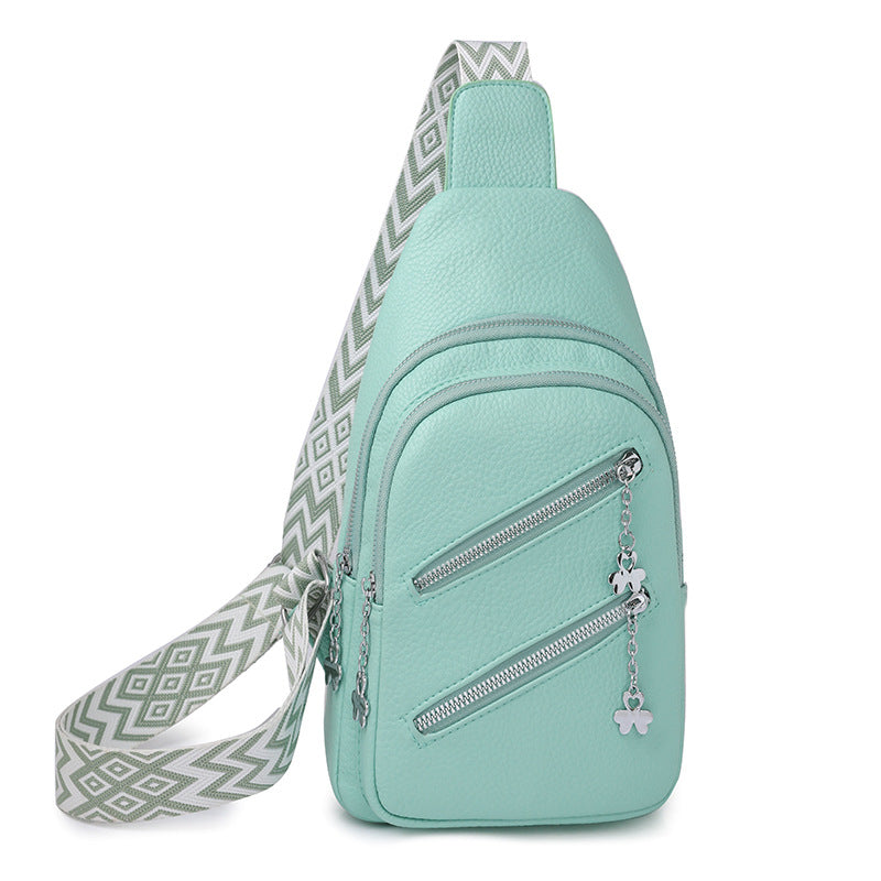 Women Chest Bag Trendy Shoulder Messenger Bag Soft Leather Colorful Shoulder Strap Ladies Solid Color Messenger Bags Chest Bag