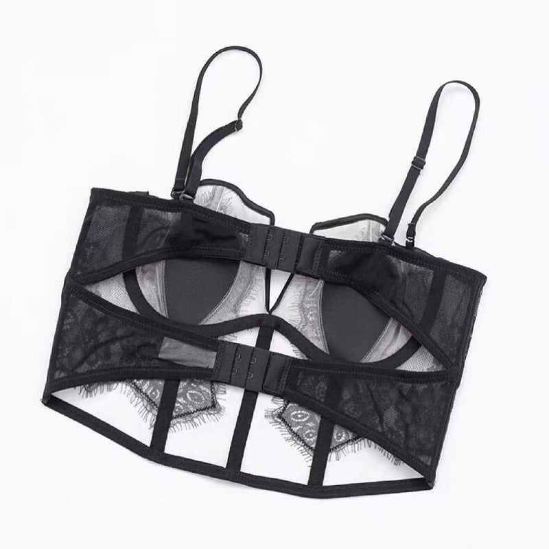 French Eyelashes Lace Sexy Lingerie Thin Back Shaping Soft Steel Ring Boning Corset Boning Corset Body Shaping Vest Bra Set