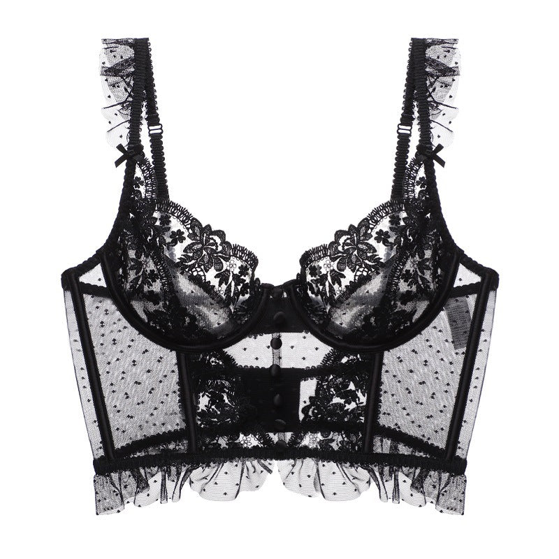 bralette Corset with Steel Ring Ultra-Thin Big Chest Small Push up Boning Corset Boning Corset Corset Embroidery Lace Sexy Bra