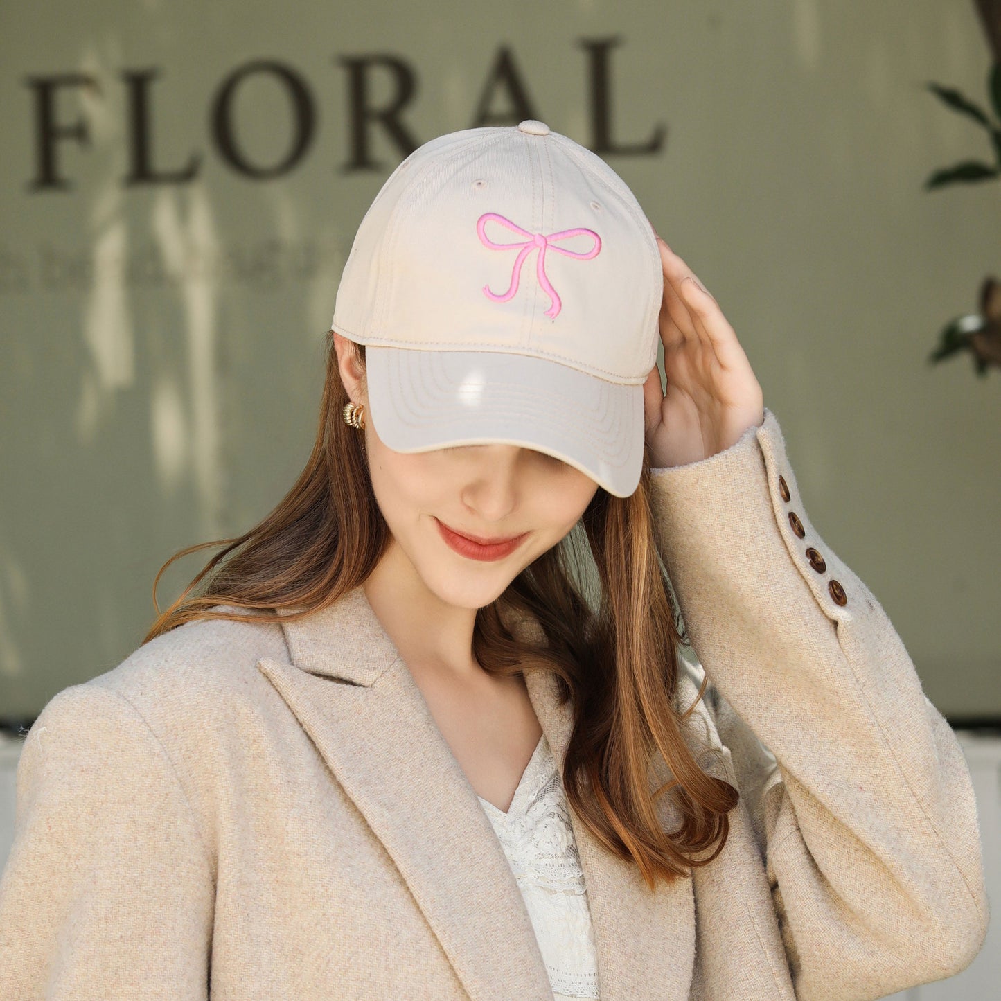 Women Four Seasons Bow Sun Proof Fresh Sweet College Face Looking Small Baseball Cap