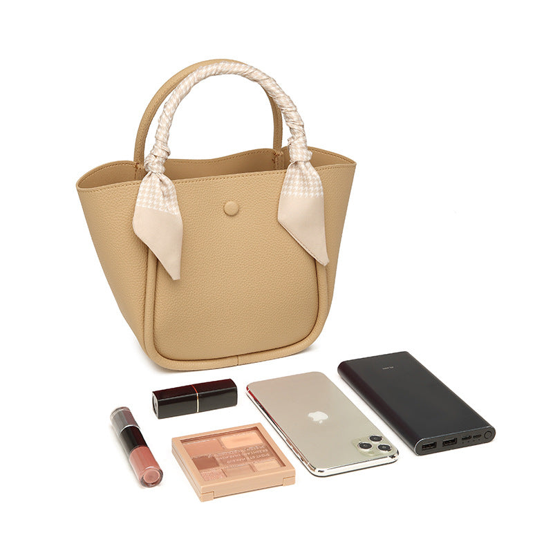 Vegetable Basket Bag Bucket Bag High Grade Textured Handbag Soft Leather Women Bag Shoulder Messenger Bag