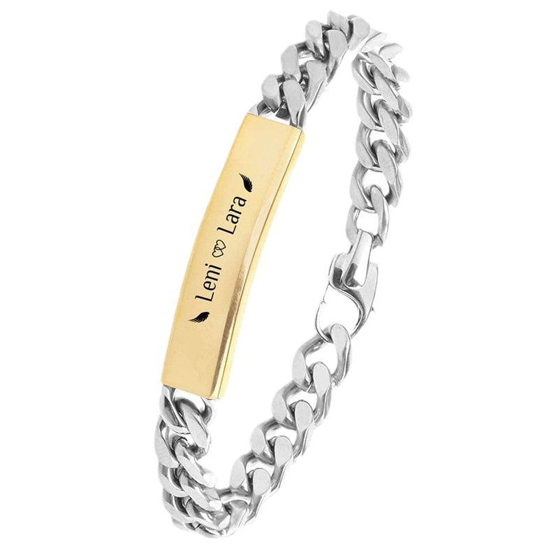 18K Vacuum Gold Plated Titanium Steel Bracelet Laser Laser Letter Graphic Number Stainless Steel Bracelet