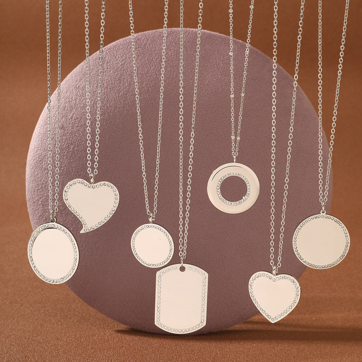 Lettering Private Exclusive Stainless Steel Necklace Special Interest Inlaid Zircon Titanium Steel Embellished