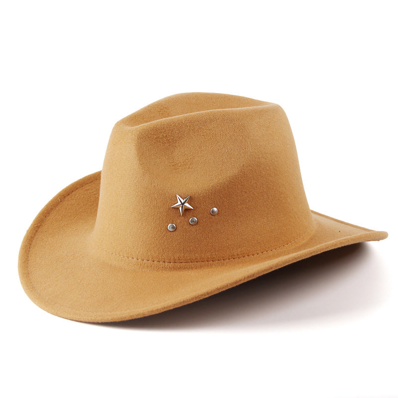 Western Cowboy Hat Women Autumn Winter Felt Jazz Top Hat Upturned Eaves Hat Manufacturer Customization