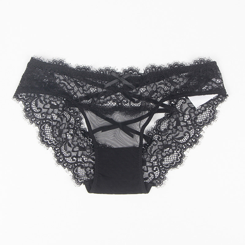 Plus Size Sexy Underwear Sexy Lace Low Waist Strap Hollow Out Cutout Sexy Briefs Thin Breathable Thong