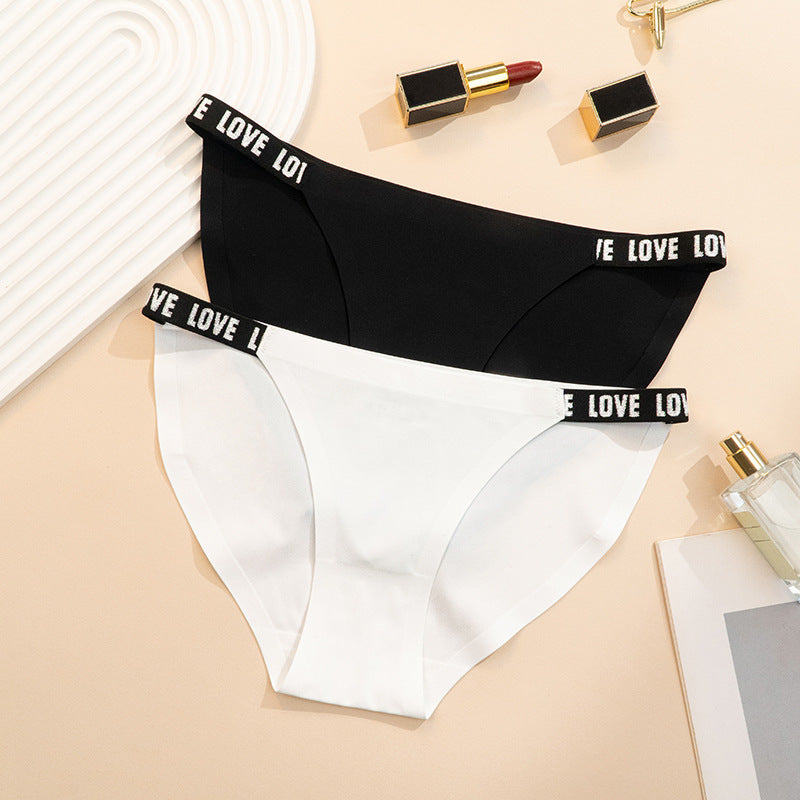 Japanese Ice Silk Low Waist Seamless Girls Briefs Cotton Crotch Breathable Thin Belt Ladies Underwear