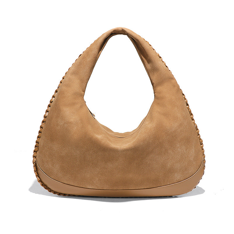 Chic Leather Bag Women Large Capacity Fashionable Large Capacity Underarm Bag Frosted Soft Surface One Shoulder Selenodont Bag