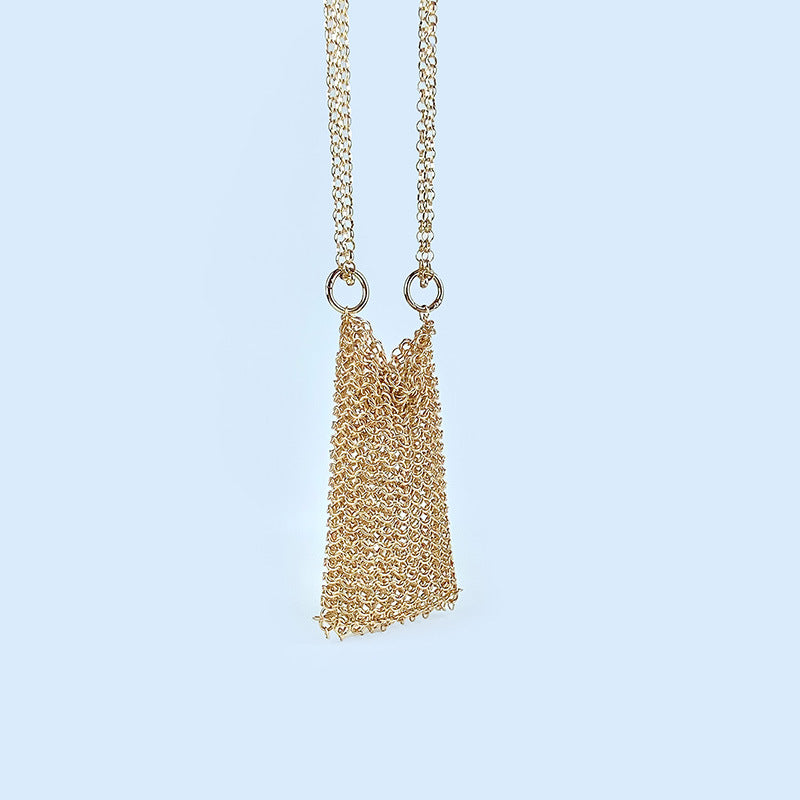 Metal Shiny Hand Woven Chainmail Mobile Phone Bag Crossbody Mini Hollow Out Cutout Small Bag Exquisite Light Luxury