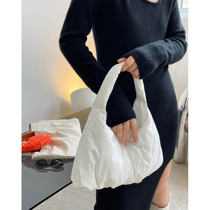 Autumn Winter Korean Fashionable Cloud Quilted Underarm Bag Soft Warm Shoulder Bag Clutch for Women