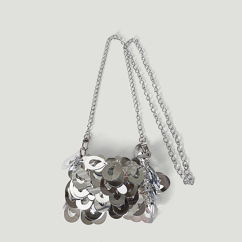 Niche Hollow Out Cutout out Sequin Chain Mini Bag Women Bag Autumn Popular Messenger Bag