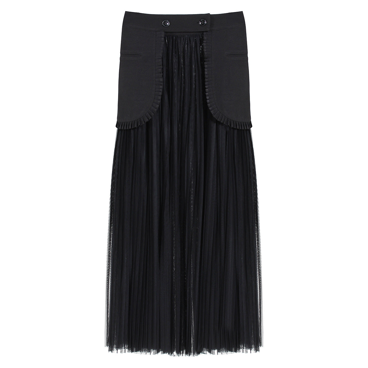 Dark Skirt Set Two Piece Set Spring Elegant Long Set Mesh Pleated Skirt Set For Women