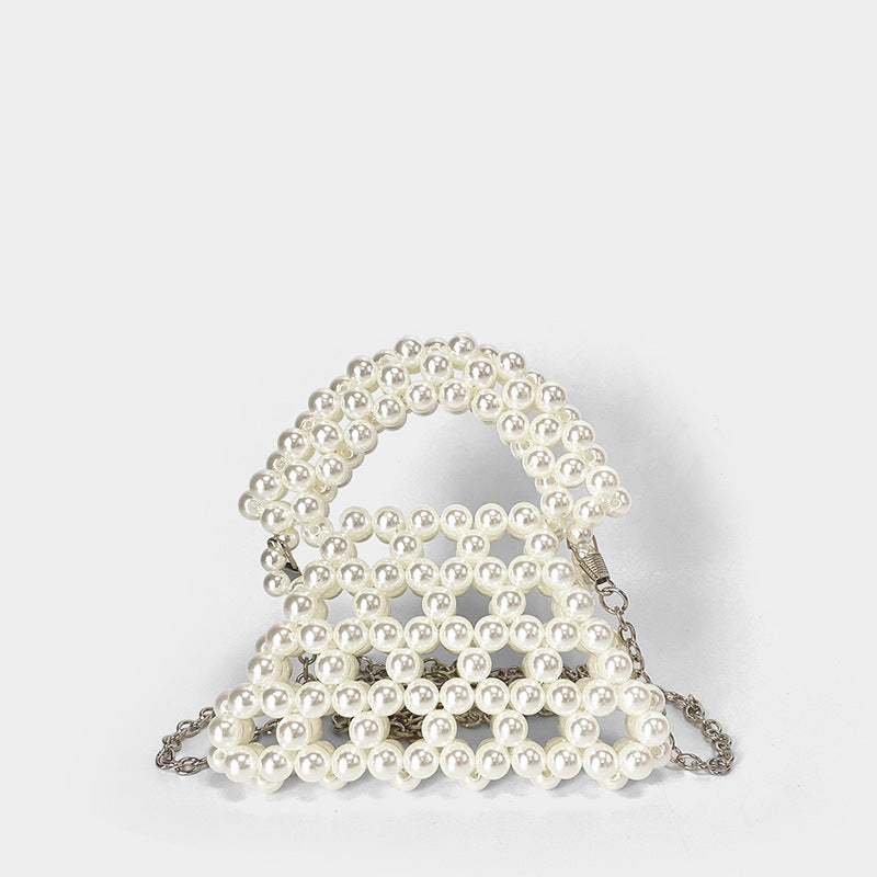 Korean Handbag Mini Trapezoid Crossbody Bag Summer Outwear Accessory Bag Handmade Beaded Woven Bag