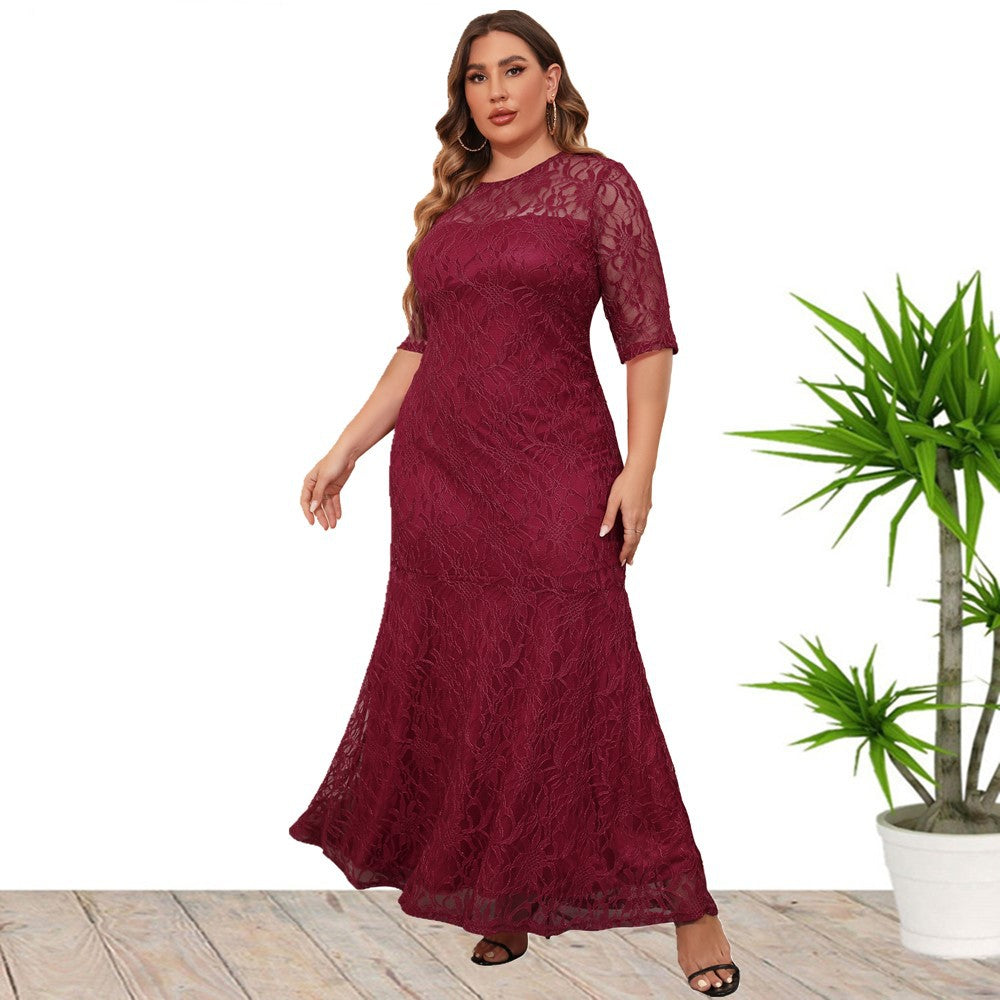 Plus Size Women Clothes Lace Evening Dress Bridesmaid Dress
