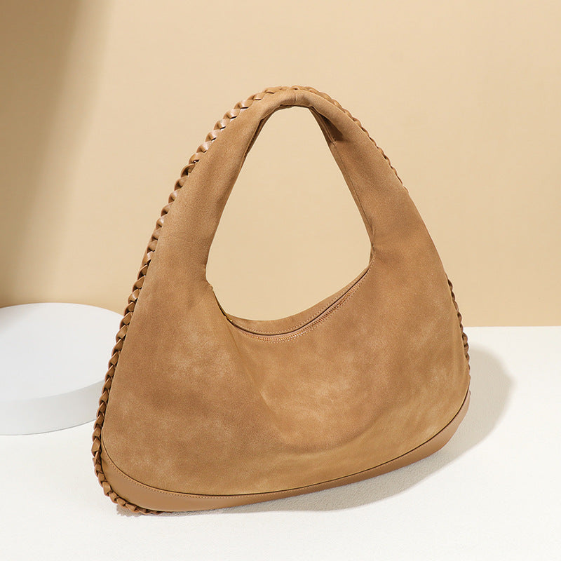 Chic Leather Bag Women Large Capacity Fashionable Large Capacity Underarm Bag Frosted Soft Surface One Shoulder Selenodont Bag