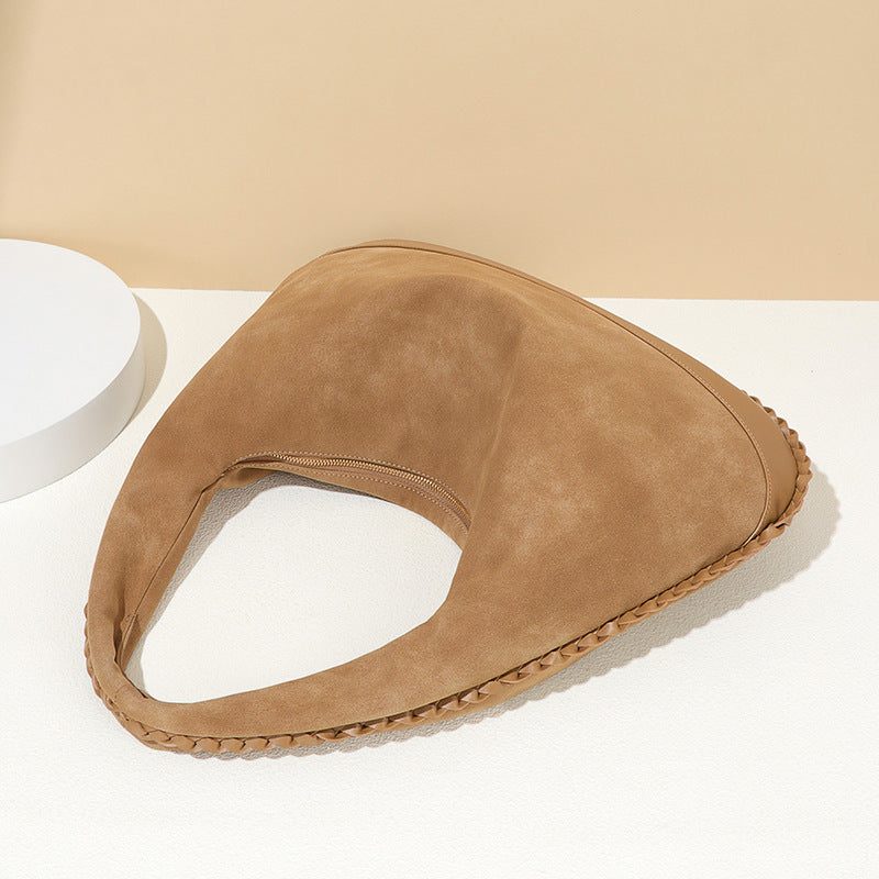 Chic Leather Bag Women Large Capacity Fashionable Large Capacity Underarm Bag Frosted Soft Surface One Shoulder Selenodont Bag