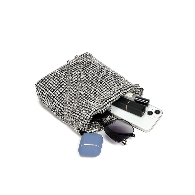 Rhinestone Full Diamond Small Golden Balls Shoulder Bag Diamond Embedded Dinner Messenger Bag for Women