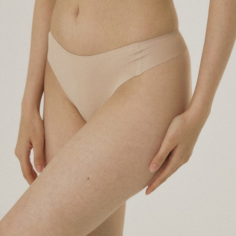 Seamless T Back Ladies Low Waist T Shaped Panties Comfortable High Elastic Brocade Brazilian Underwear Panties Thong