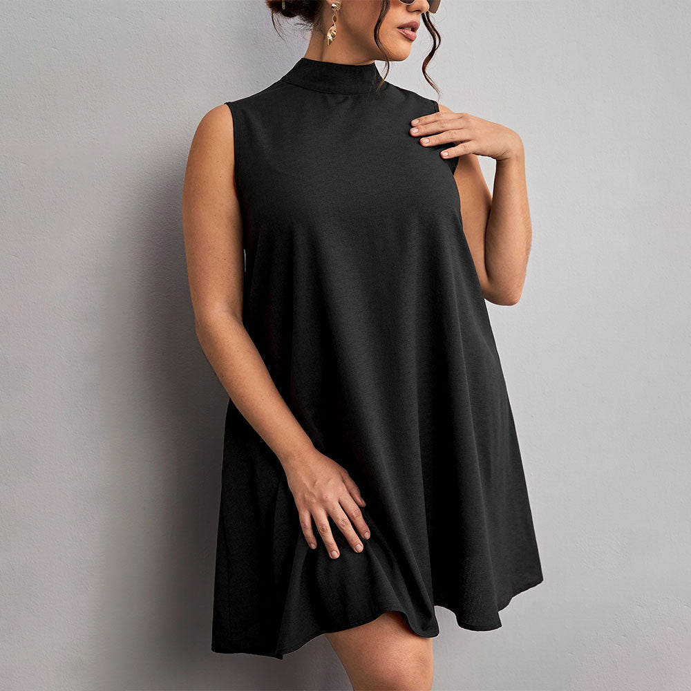 Plus Size Women Clothing Elegant Dress Spring Summer Half Turtleneck