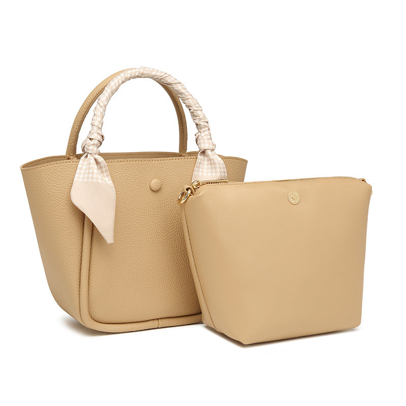 Vegetable Basket Bag Bucket Bag High Grade Textured Handbag Soft Leather Women Bag Shoulder Messenger Bag