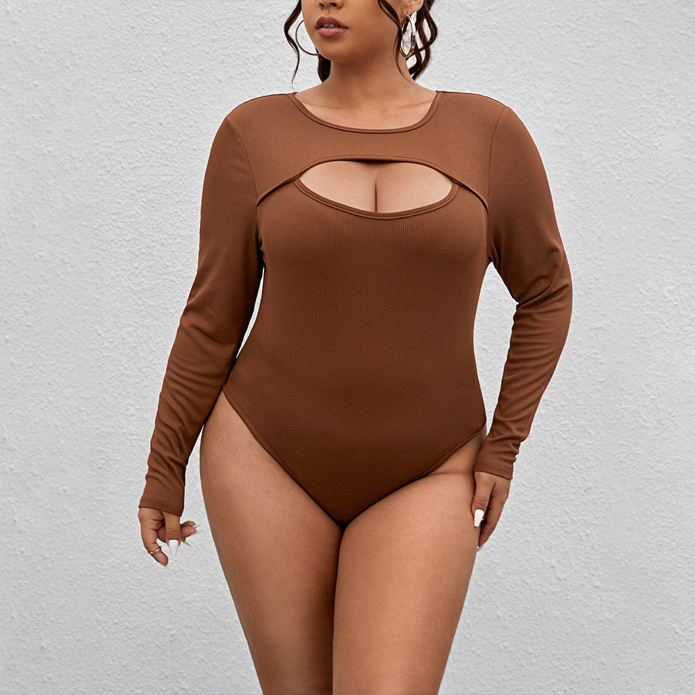 Plus Size Women Clothing Simple Office Jumpsuit Autumn Winter Sexy Slim Bodysuits