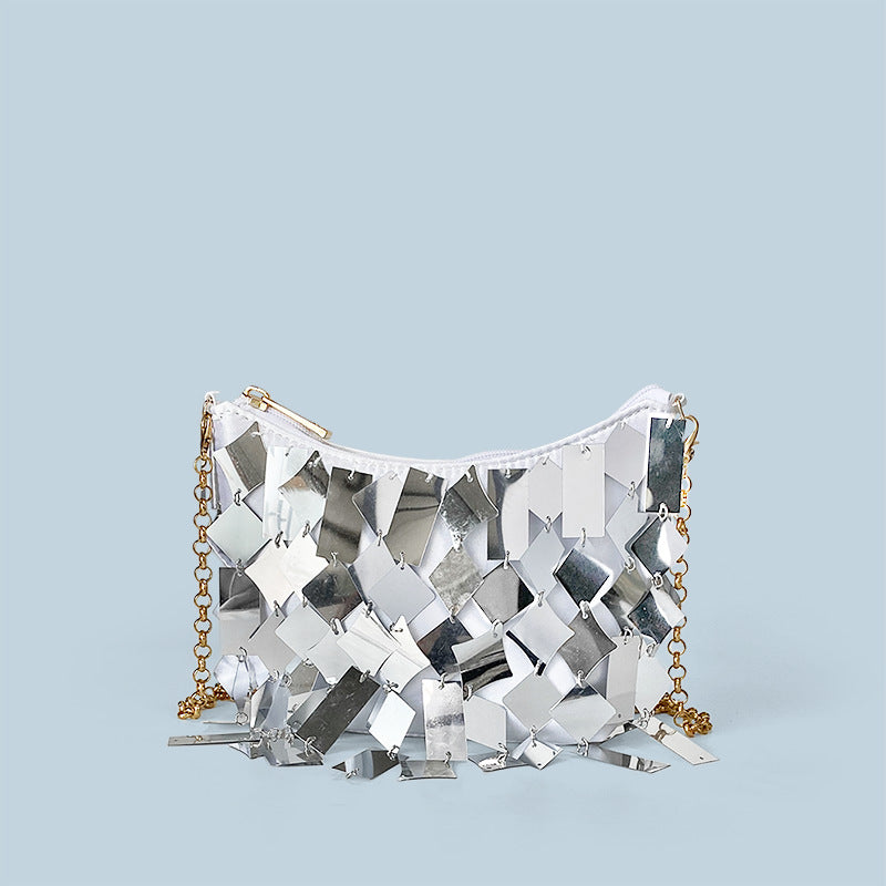 Retro Bag Crossbody Chain Shoulder Bag Women Small Bag Dinner Bag Hand Stitched Tassel Sequin Bag