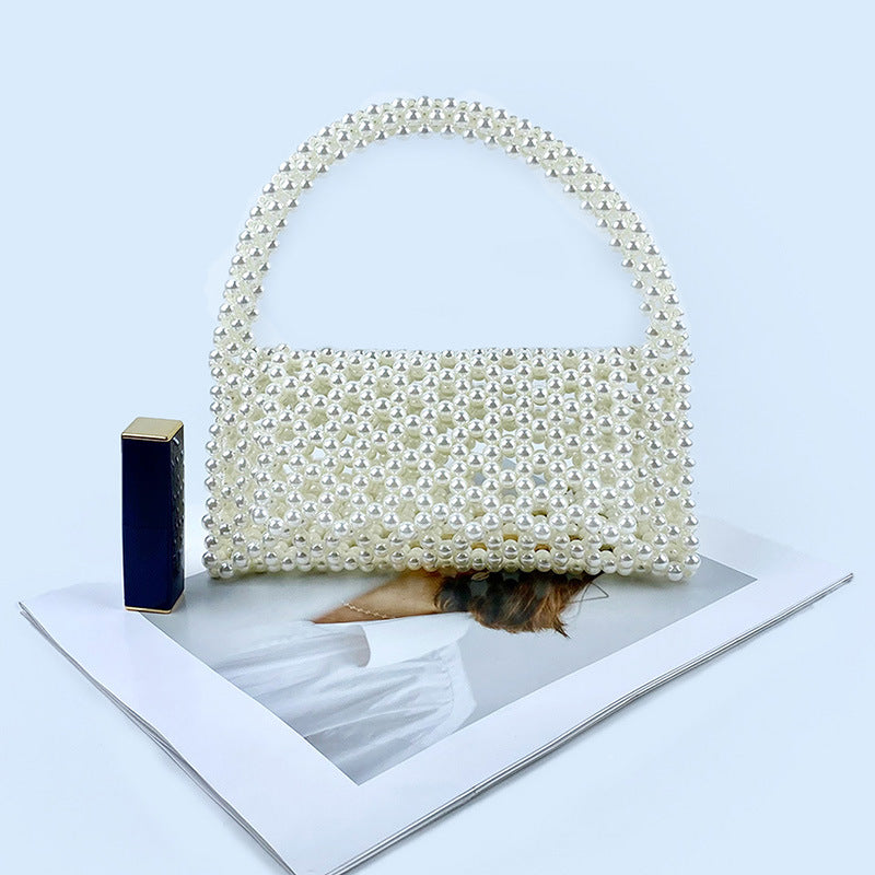 Internet Celebrity Same Triangle Handmade Beaded Popular Hollow Out Cutout Flip Woven Shoulder Portable Underarm Bag Long Handle