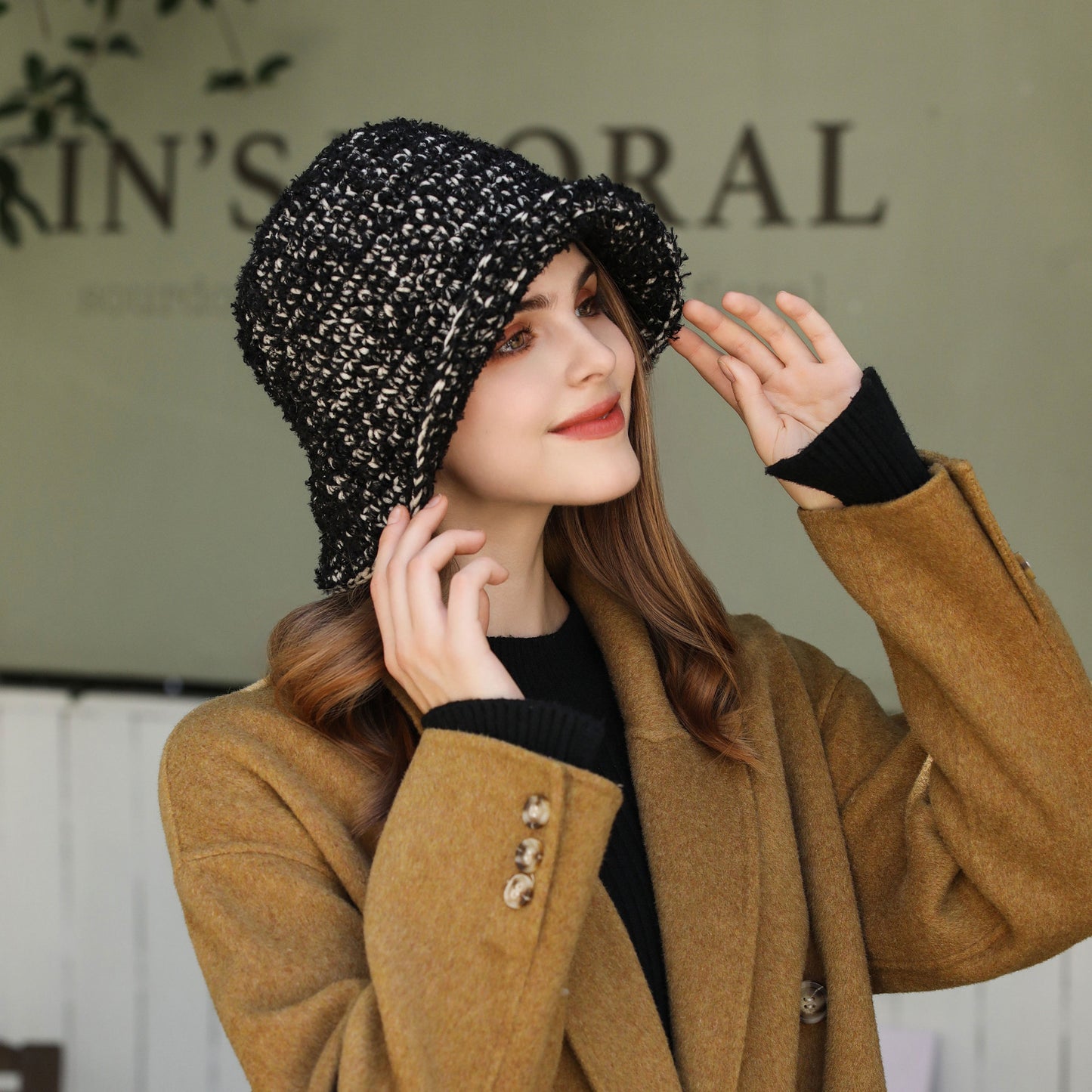 Spring Autumn Striped Bucket Hat Big Head Circumference Show Face Small Plain Face Cover Warm Ear Protection Knitted Hat