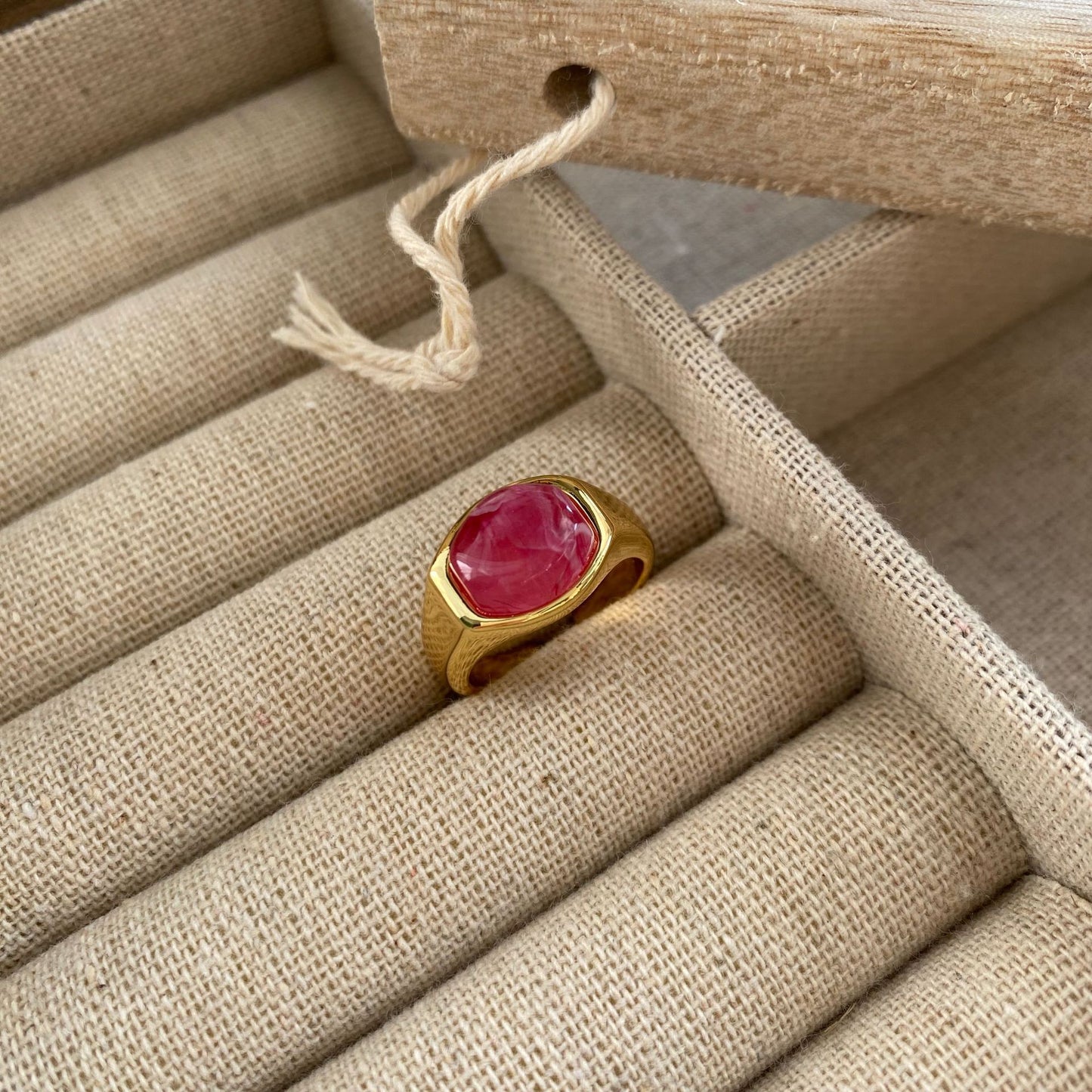 Red Gemstone Ring Special Interest Design Adjustable Open Ended Ring Elegant High Sense All Matching Graceful Index Finger Ring
