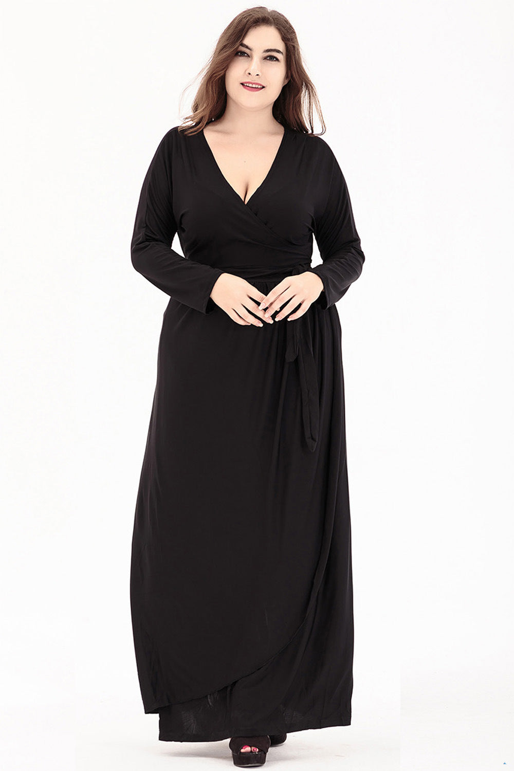 Plus Size Women Clothing Autumn Winter Long Sleeved Knitted Dress