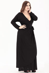 Plus Size Women Clothing Autumn Winter Long Sleeved Knitted Dress