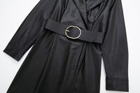 Winter Women Faux Leather Blazer Dress Women