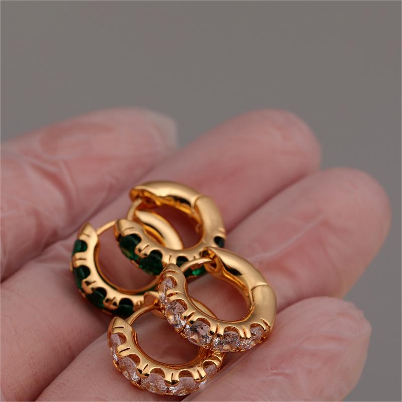 Ear Ring Trendy 18K Gold Plated Gold Inlaid Emerald Earrings Women Elegant Earrings Ear Ring Accessories
