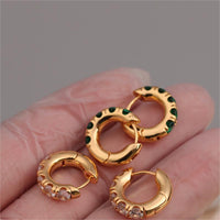 Ear Ring Trendy 18K Gold Plated Gold Inlaid Emerald Earrings Women Elegant Earrings Ear Ring Accessories