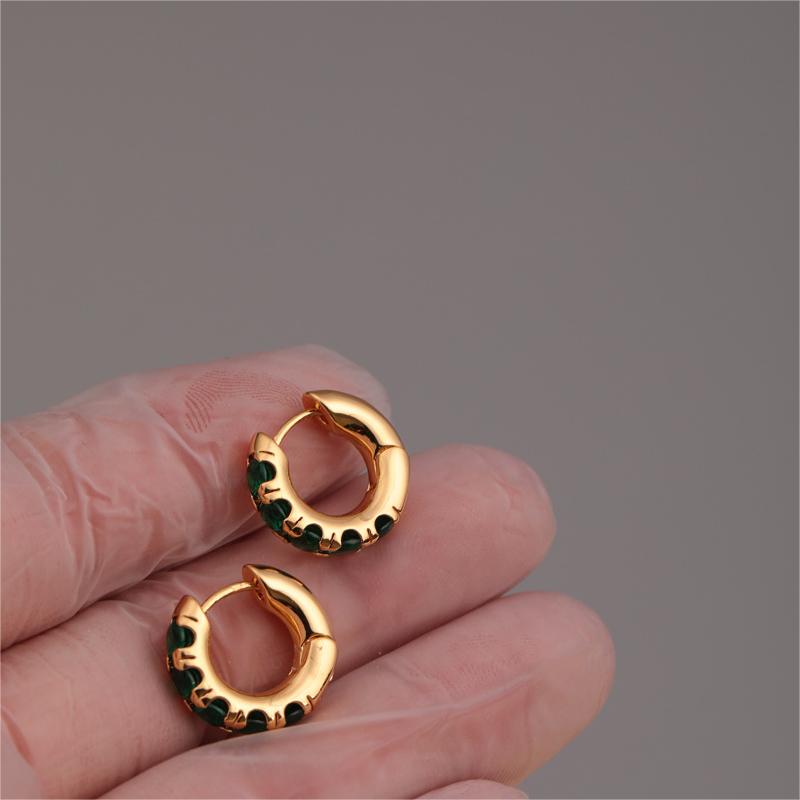 Ear Ring Trendy 18K Gold Plated Gold Inlaid Emerald Earrings Women Elegant Earrings Ear Ring Accessories