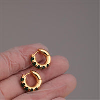 Ear Ring Trendy 18K Gold Plated Gold Inlaid Emerald Earrings Women Elegant Earrings Ear Ring Accessories