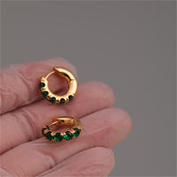 Ear Ring Trendy 18K Gold Plated Gold Inlaid Emerald Earrings Women Elegant Earrings Ear Ring Accessories