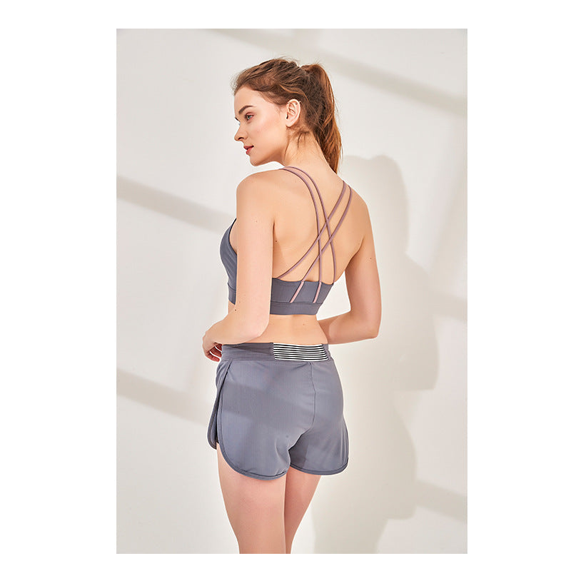 Anti Exposure Sports Shorts Running Workout Training Yoga Mid Waist Drawstring Elastic Stitching