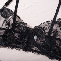 Sexy Sling Steel Ring Transparent Tempting Three Piece Embroidered Sexy Lingerie Body Shaping Two Piece Suits