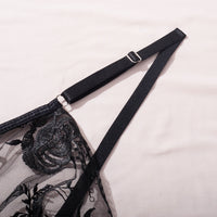 Sexy Sling Steel Ring Transparent Tempting Three Piece Embroidered Sexy Lingerie Body Shaping Two Piece Suits