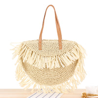 Semicircle Tassel Shoulder Straw Bag Panicle Paper Woven Bag Beach Bag Women Bag