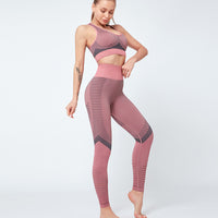 Two Piece Stretch Push up Sports Bra Breathable Quick Drying High Waist Workout Yoga Sport Pants Suit Women