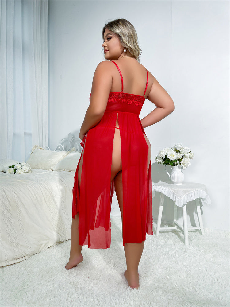 Plus Size Sexy Lingerie Lace See through Temptation Sexy Sleepwear